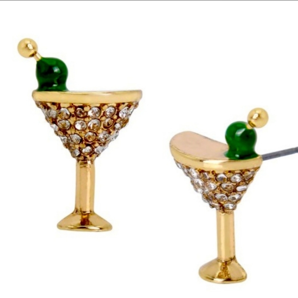 New Betsey Johnson Martini Stud Earrings -
